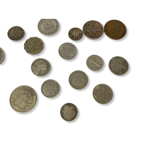 52 - A mixed collection of silver coins. Mainly 1st half 20th-century. Including 1934 Fiji six pence, 194... 