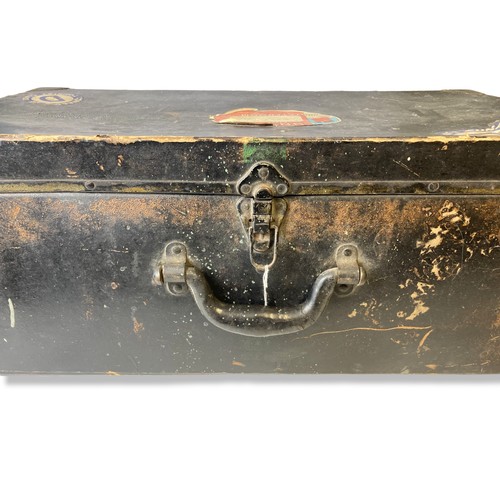 286 - A vintage travel trunk with Cunard travel labels.