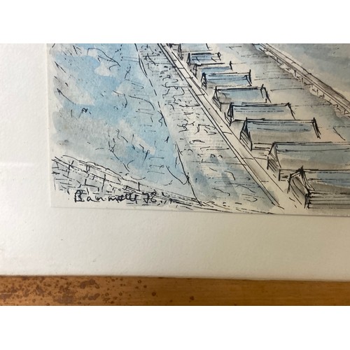 364 - A vintage signed Watercolour depicting Lowestoft beach. 
45 x 35 cm