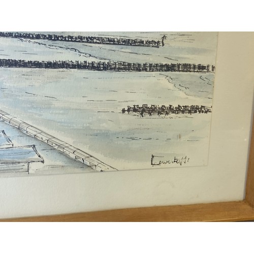 364 - A vintage signed Watercolour depicting Lowestoft beach. 
45 x 35 cm