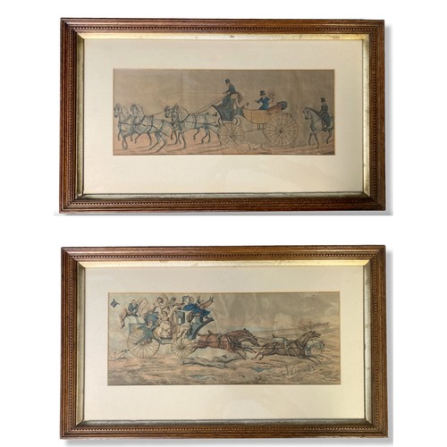 391 - Two 19th-century Aquatint Lithographs of Coaching scenes. In Oak frames.
60 x 37cm