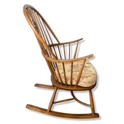 311 - Ercol Elm & Beech Swan Windsor Rocking Chair.