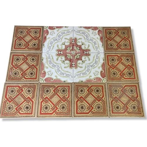 401 - 12 pieces Italian Ceramic tiles. Including four hand-painted feature set. 
20 x 20 cm