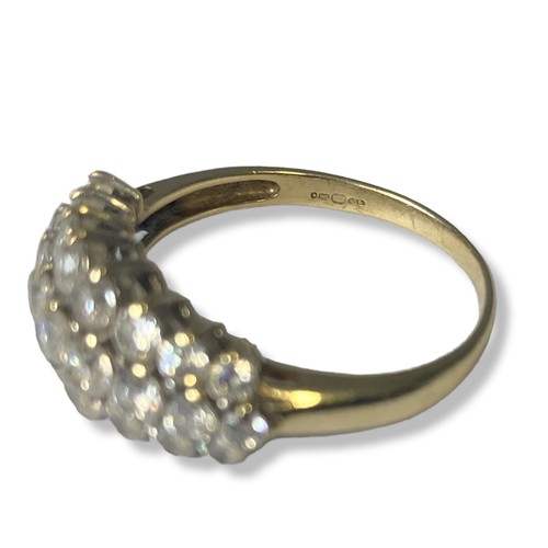 47 - A ladies 9Ct Gold & CZ ring. Set with rows of numerous graduating CZ's.
Size N
Weight - 2.69g