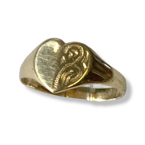 48 - A yellow metal Childs Christening Signet ring.
Size F 1/2
Weight - 0.87g