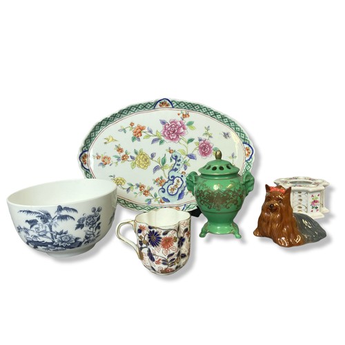 142 - A mixed lot of ceramics including Beswick, Wedgwood, Coalport & Nortiake. A 19th-century hand-painte... 