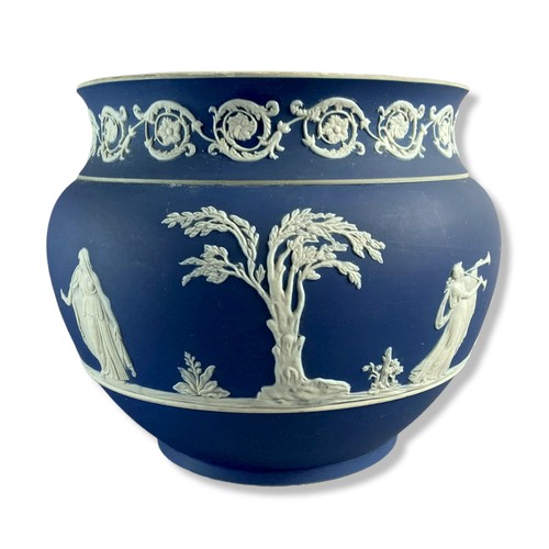 145 - Three ceramic jardiniere planters. Including an Adams Jasper ware and Chinese chamber pot.