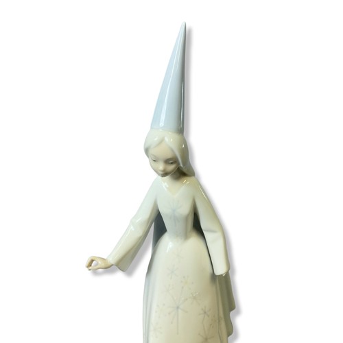 171 - A Lladro porcelain figurine together with a Nao example.
lladro figure stands - 27cm