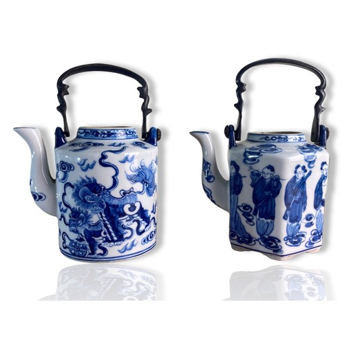 262 - Two signed Chinese Republic period hand painted porcelain teapots. Painted with the 8 Immortals and ... 