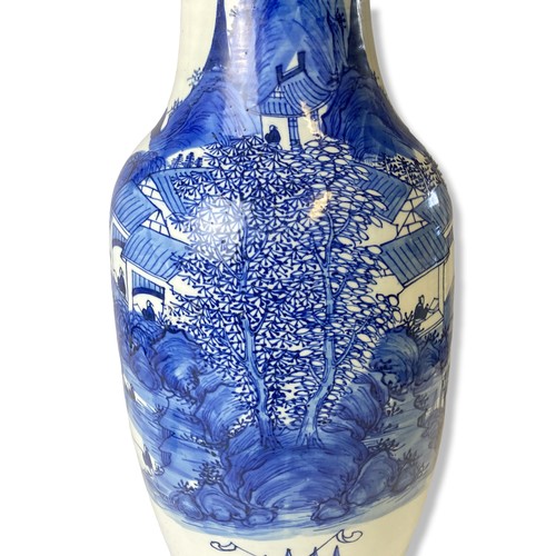 265 - A large 19th-century Chinese Celadon blue & white painted vase. 
57cm Tall