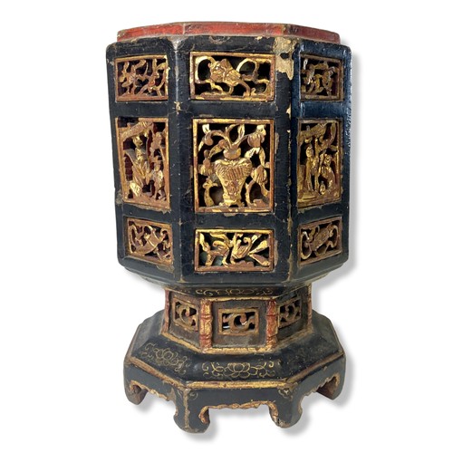 133 - A 19th-century Chinese straits Gilt lacquer Incense stand. 
27cm Tall