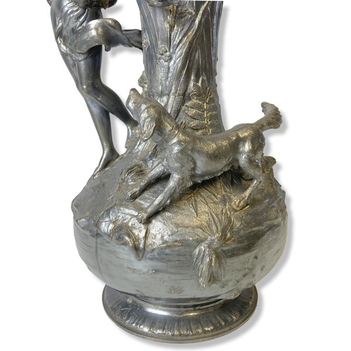 176A - A large WMF style Art Nouveau Spelter vase or lamp base.  
41cm Tall