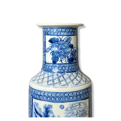 90A - A Chinese porcelain hand-painted Rouleau vase. 
31.5cm Tall