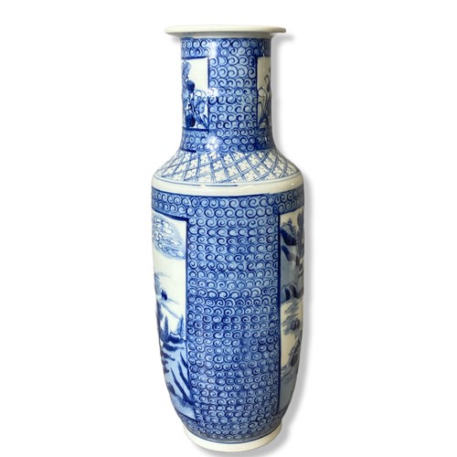 90A - A Chinese porcelain hand-painted Rouleau vase. 
31.5cm Tall