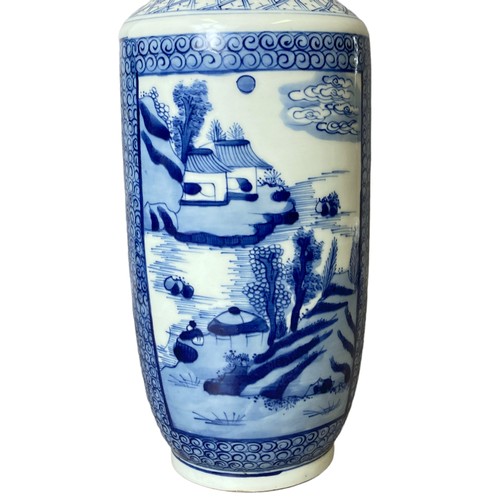 90A - A Chinese porcelain hand-painted Rouleau vase. 
31.5cm Tall