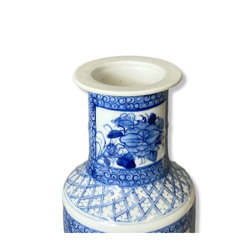 90A - A Chinese porcelain hand-painted Rouleau vase. 
31.5cm Tall