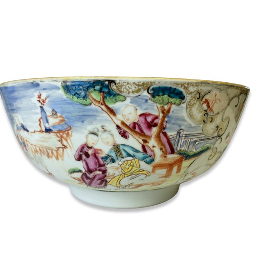 205A - An 18th-century Chinese export porcelain Punch bowl. Qianlong period. Hand-painted enamels in Famill... 