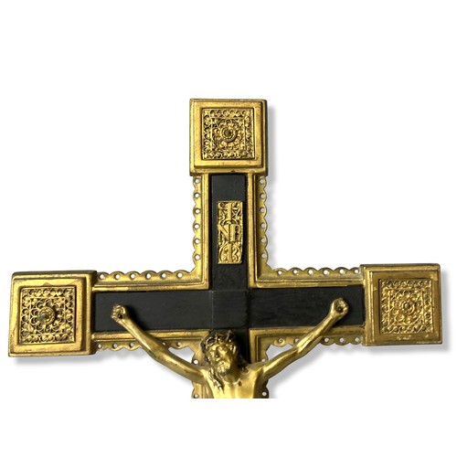 183 - A large Gilt metal on Marble Crucifix (Corpus Christi). Inset with blue cabochon.
42 x 18.5 cm