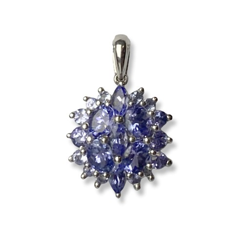 26 - A 9 Carat white Gold and Tanzanite pendant.
Measures 20 x 12mm.
Gross weight - 1.64 grams