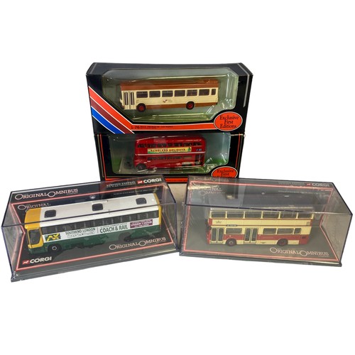 7 - A job lot of 8 Gilbow & Original Omnibus & Corgi Diecast model buses.