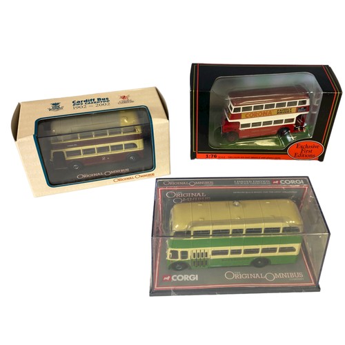 20 - A collection of 8, 1:76 Diecast model buses. Includes Corgi & Gilbow EFE.