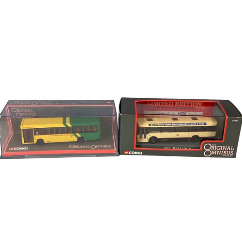 30 - Nine 1:76 scale Diecast model buses. Includes examples by Corgi, lledo, Gilbow and Britbus.