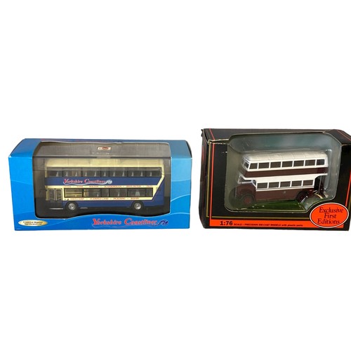 32 - Six boxed Diecast model buses. Includes Creative masters Yorkshire Coastliner, Model road & rail Ltd... 