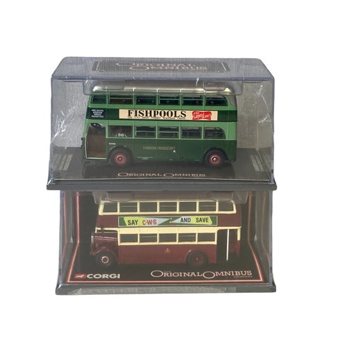 60 - Collection of two Creative Masters model buses, together with four Corgi models.