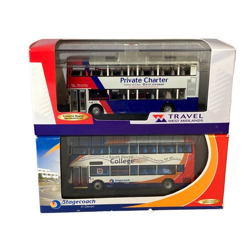 88 - Two Creative masters Diecast model buses. Together with a further two Corgi and Britbus.