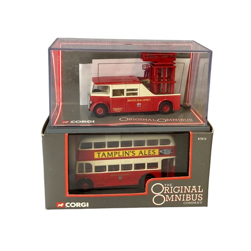 88 - Two Creative masters Diecast model buses. Together with a further two Corgi and Britbus.