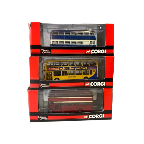 100 - Four Creative masters & three Corgi Diecast model buses.