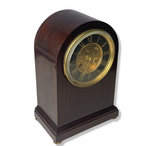 187 - A large Mahogany cased Richard Et Cie Mantle clock. Gilt & Slate facia with Roman numeral numbers. M... 