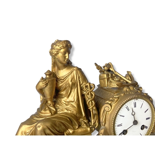 188 - A 19th-century French Phillipe H Mourey gilt metal mantle clock. With an L. Marti movement and ename... 