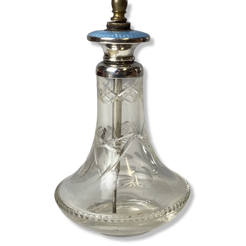 54 - Art Deco Silver & Guilloche Scent bottle Atomiser. On Cut glass well, By Miller Brothers (London).
1... 