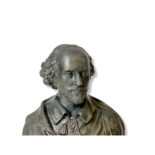 151 - A late 19th/early 20th Century Spelter Bust of Shakespeare. 
25.5cm Tall