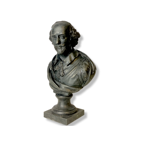 151 - A late 19th/early 20th Century Spelter Bust of Shakespeare. 
25.5cm Tall