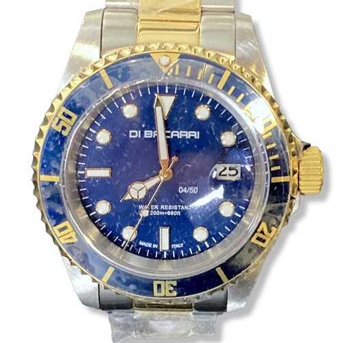 29 - Ltd edition Di Bacarri Marina Diver mens watch. New & Unworn. Two-tone Gold & Deep blue. In original... 