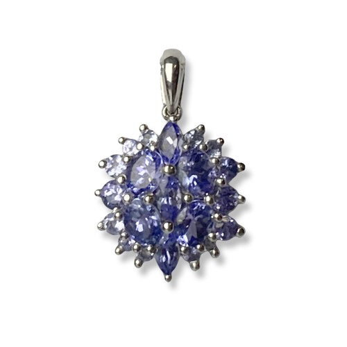 13 - A 9 Carat white Gold and Tanzanite pendant.
Measures 20 x 12mm.
Gross weight - 1.64 grams