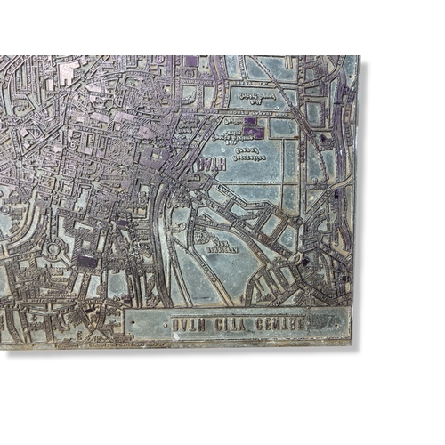 46 - A vintage metal Printing block / plate depicting Bath city centre.