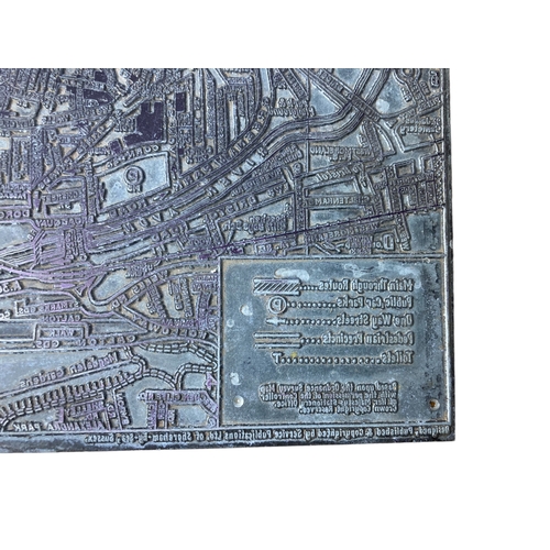 46 - A vintage metal Printing block / plate depicting Bath city centre.