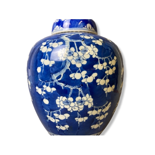 130 - A very large Chinese porcelain Ginger jar. Prunus pattern. Late Qing dynasty. Signed to base. 
31cm ... 