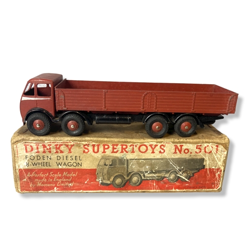 14 - A boxed Dinky No.501 Foden Diesel 8-wheel Wagon (1st type) together with playworn vehicles by Lesney... 