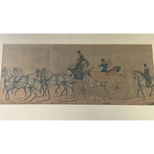 25 - Two 19th-century Aquatint Lithographs of Coaching scenes. In Oak frames.
60 x 37cm