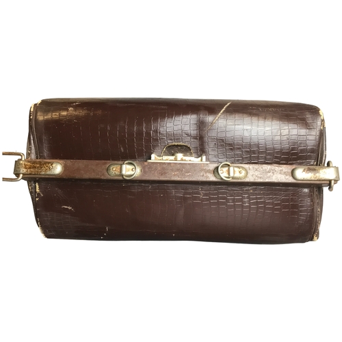 100 - A Vintage Faux crocodile skin Gladstone bag.