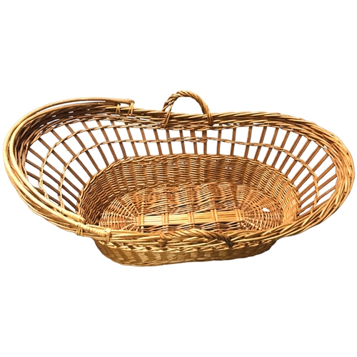 102 - A Large Vintage Wicker Moses Cradle and a Wicker Picnic case