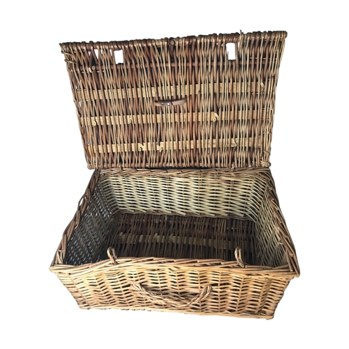 102 - A Large Vintage Wicker Moses Cradle and a Wicker Picnic case