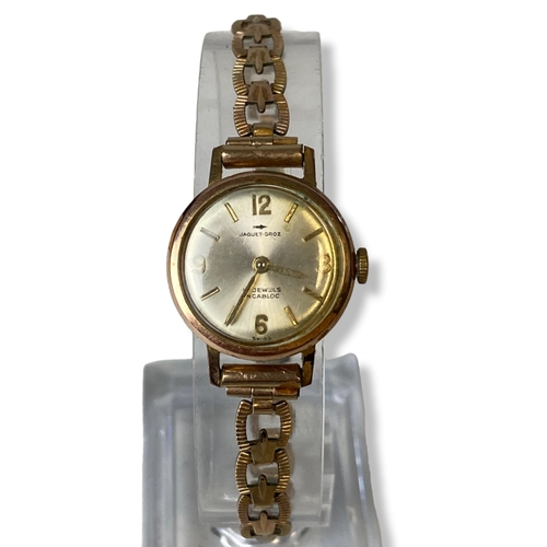 5 - A vintage Rolled Gold Jaquet-Droz ladies dress watch. Wind-up, 17 Jewels Incabloc.