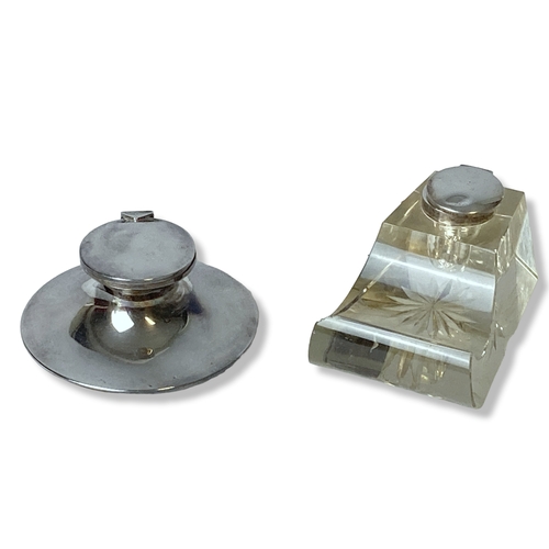 1 - A 1908 Silver Arthur & John Zimmermann Inkwell, together with another Silver & Glass Ink stand.