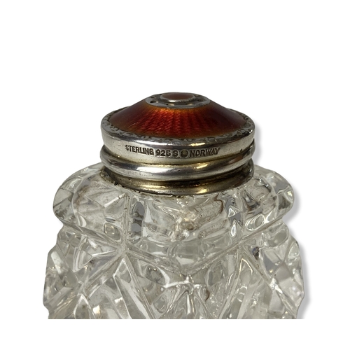 19 - Art Deco Silver & Guilloche enamel Salt & pepper Cruet set. By Hroar Prydz (Norway), retailed by Spr... 