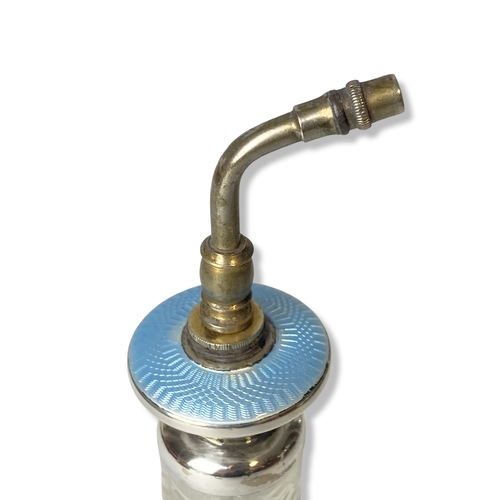 20 - Art Deco Silver & Guilloche Scent bottle Atomiser. On Cut glass well, By Miller Brothers (London).
1... 